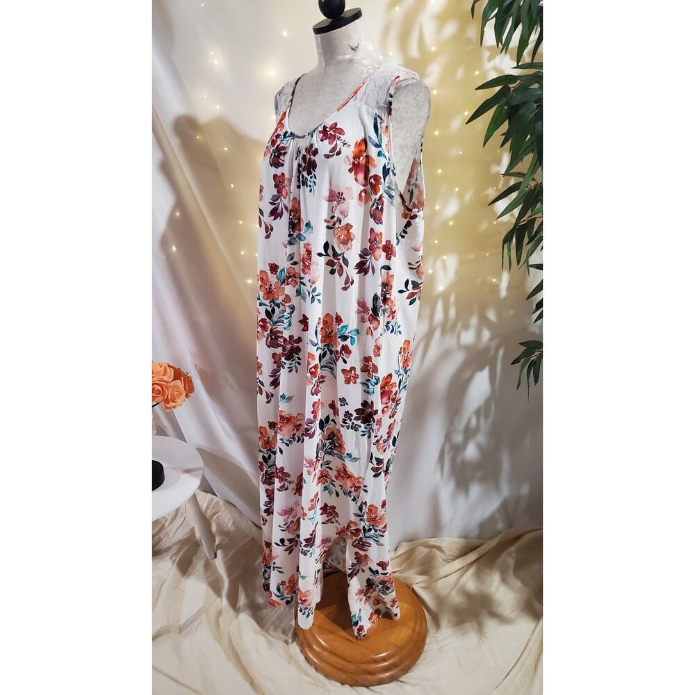 Garnet Hill Green Cotton Organic Floral Lace Sleeveless Maxi Dress Size XL Eco - Picture 2 of 11